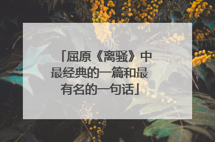 屈原《离骚》中最经典的一篇和最有名的一句话