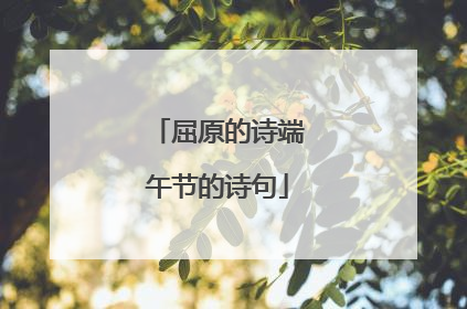 屈原的诗端午节的诗句
