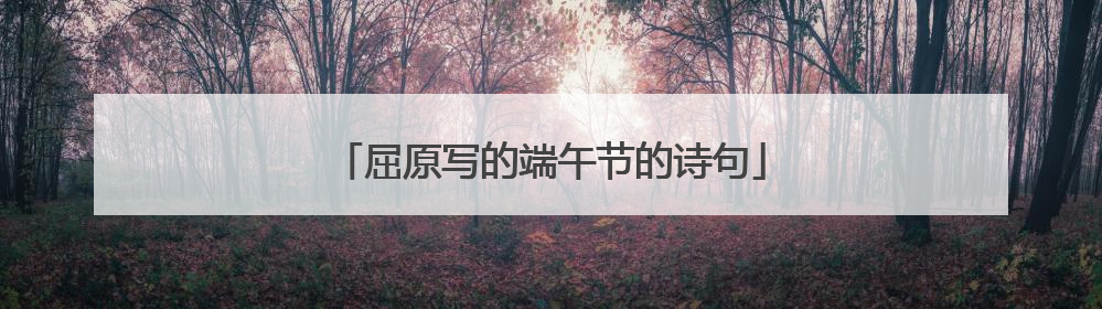 屈原写的端午节的诗句