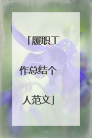 履职工作总结个人范文