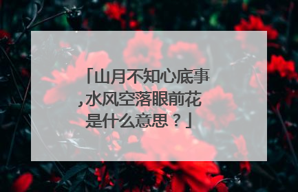 山月不知心底事,水风空落眼前花是什么意思?