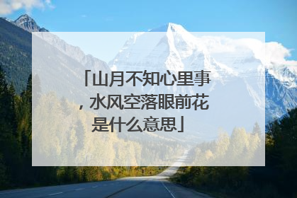 山月不知心里事,水风空落眼前花是什么意思