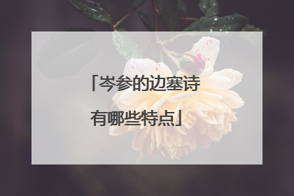 岑参的边塞诗有哪些特点