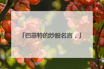 巴菲特的炒股名言，