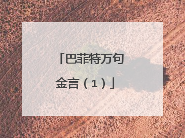 巴菲特万句金言(1)