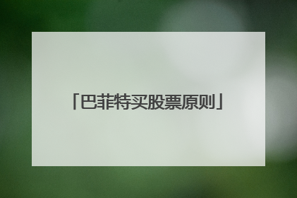 巴菲特买股票原则