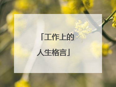 工作上的人生格言