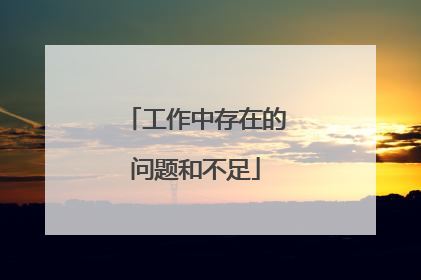 工作中存在的问题和不足