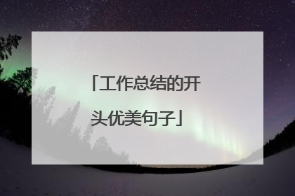工作总结的开头优美句子