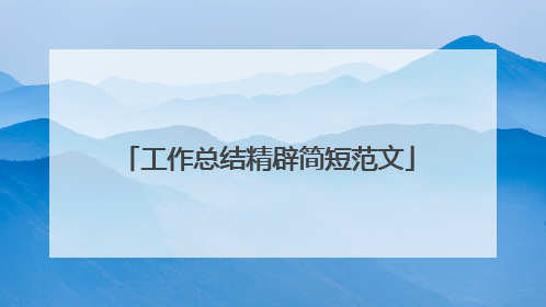 工作总结精辟简短范文