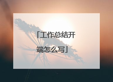 工作总结开端怎么写