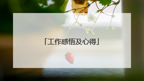 工作感悟及心得
