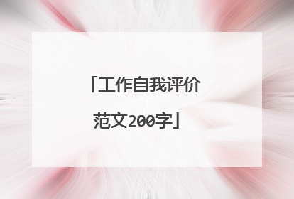 工作自我评价范文200字