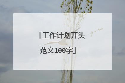 工作计划开头范文100字