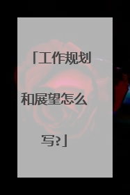 工作规划和展望怎么写?
