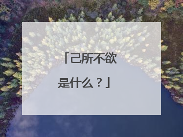 己所不欲是什么?