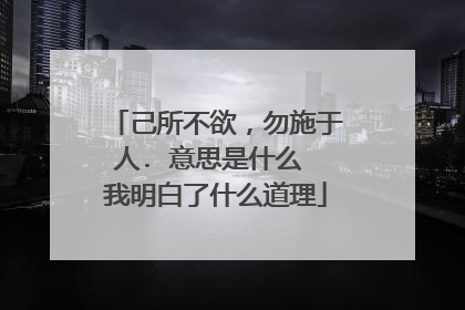 己所不欲,勿施于人. 意思是什么 我明白了什么道理