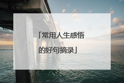 常用人生感悟的好句摘录