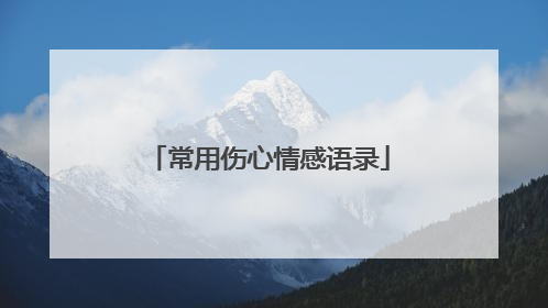 常用伤心情感语录