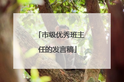 市级优秀班主任的发言稿