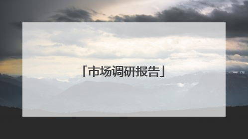 市场调研报告