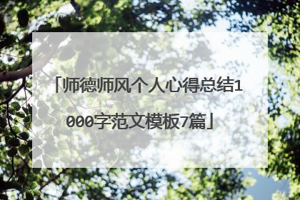 师德师风个人心得总结1000字范文模板7篇