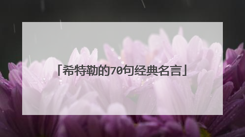 希特勒的70句经典名言