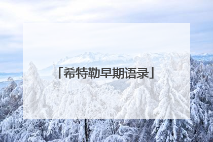 希特勒早期语录