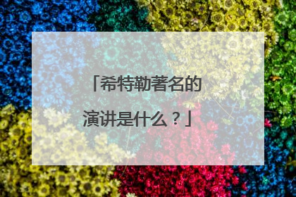 希特勒著名的演讲是什么?