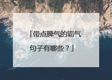 带点脾气的霸气句子有哪些？
