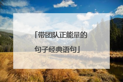 带团队正能量的句子经典语句