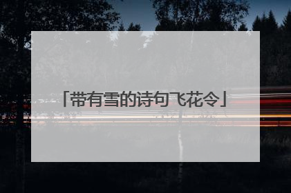 带有雪的诗句飞花令