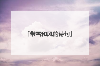 带雪和风的诗句