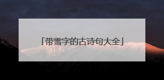 带雪字的古诗句大全