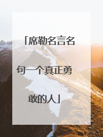 席勒名言名句一个真正勇敢的人