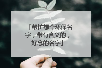 帮忙想个环保名字,带有含义的,好念的名字