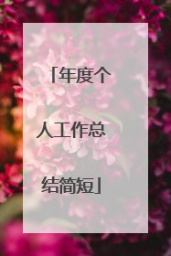 年度个人工作总结简短