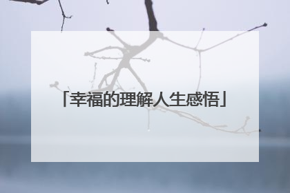 幸福的理解人生感悟