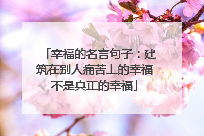 幸福的名言句子：建筑在别人痛苦上的幸福不是真正的幸福