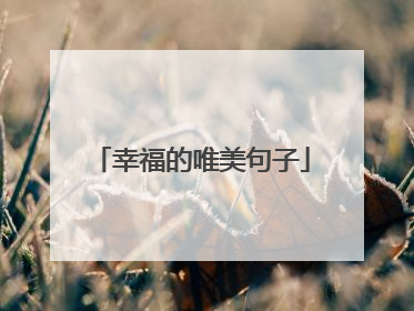 幸福的唯美句子