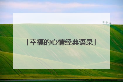 幸福的心情经典语录
