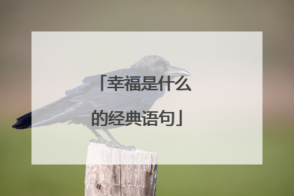 幸福是什么的经典语句