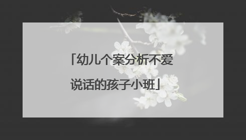 幼儿个案分析不爱说话的孩子小班