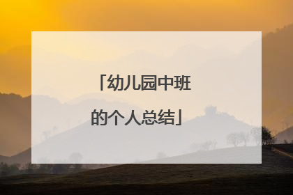 幼儿园中班的个人总结