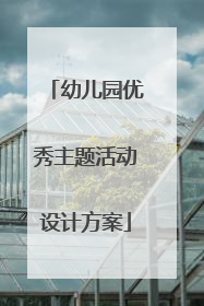 幼儿园优秀主题活动设计方案