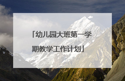 幼儿园大班第一学期教学工作计划