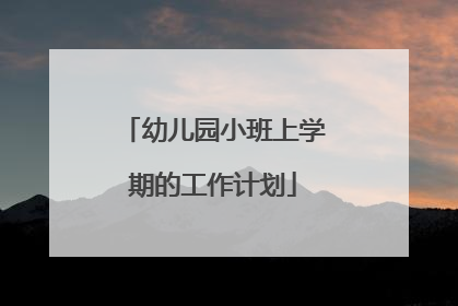 幼儿园小班上学期的工作计划