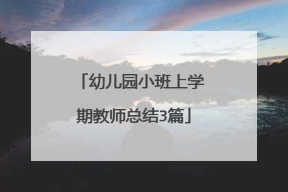 幼儿园小班上学期教师总结3篇