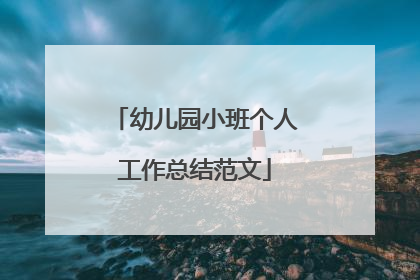 幼儿园小班个人工作总结范文