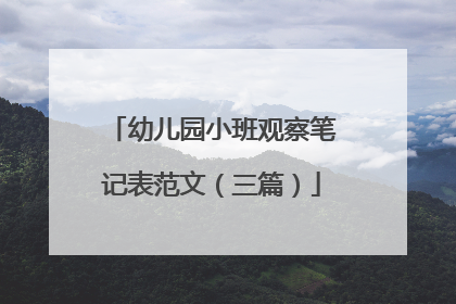 幼儿园小班观察笔记表范文（三篇）